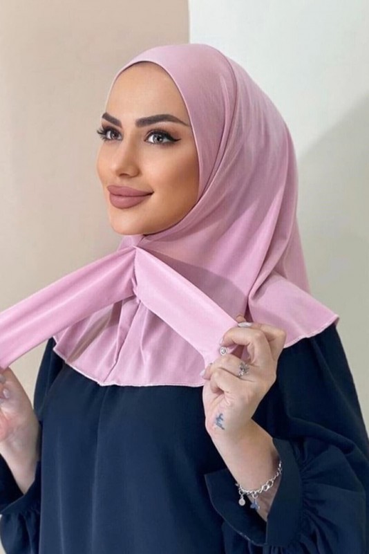 Moda Mevsimi Çıt Çıt Hazır Eşarp Çıtçıtlı Hijab Hazır Eşarp Pudra