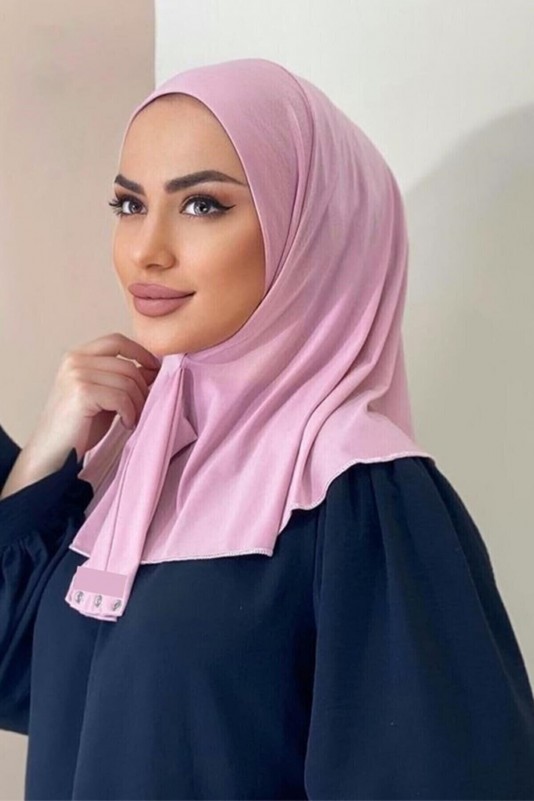 Moda Mevsimi Çıt Çıt Hazır Eşarp Çıtçıtlı Hijab Hazır Eşarp Pudra