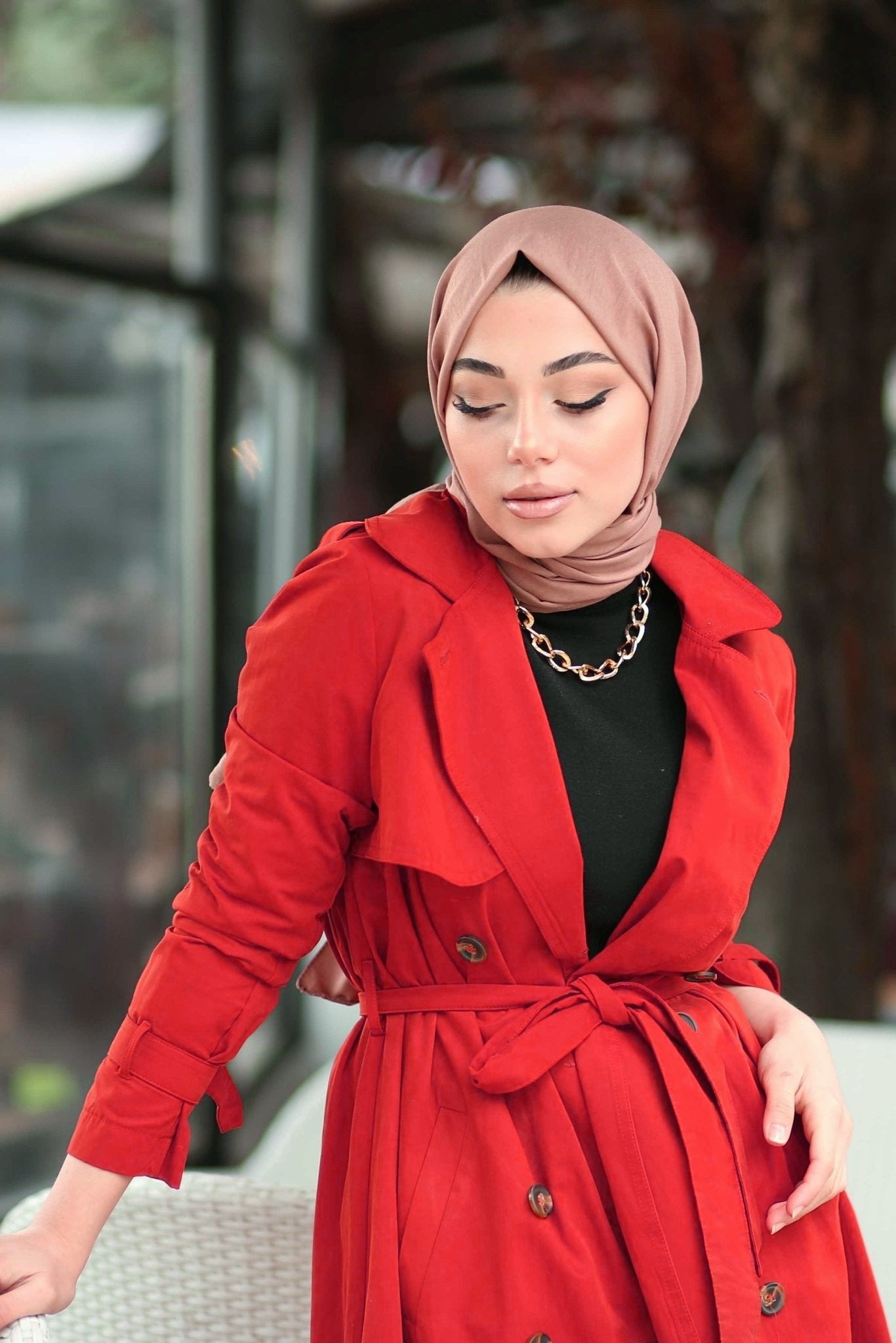 Moda Mevsimi FiveScarf Pamuk Kraş Caz Şal Gül Kurusu