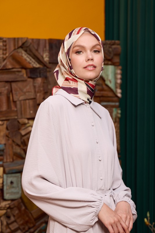 Moda Mevsimi İpekhan Marrakech Koleksiyonu Soft Pamuk Eşarp 1197-02 Kızıl Kahve