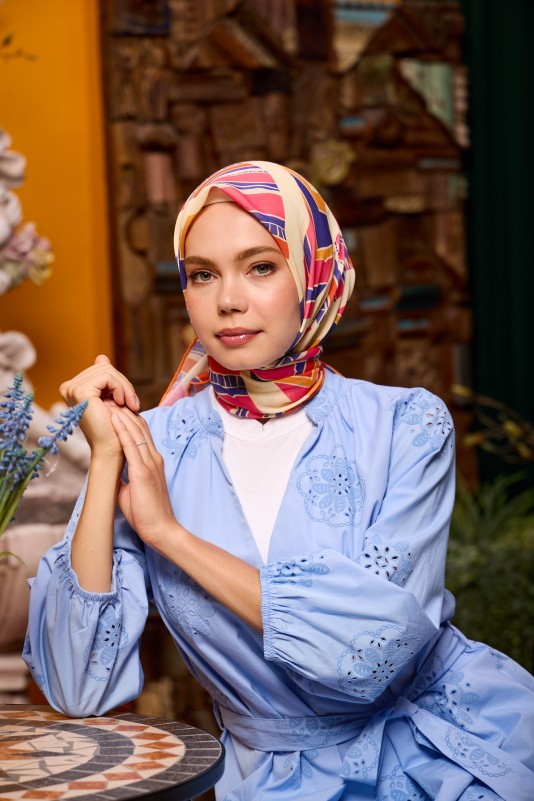 Moda Mevsimi İpekhan Marrakech Koleksiyonu Soft Pamuk Eşarp 1197-07 Pembe Mor