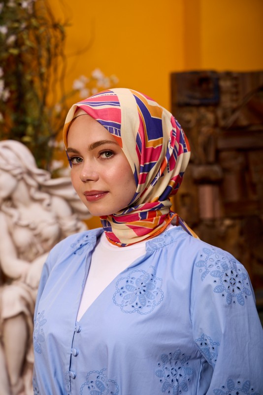 Moda Mevsimi İpekhan Marrakech Koleksiyonu Soft Pamuk Eşarp 1197-07 Pembe Mor