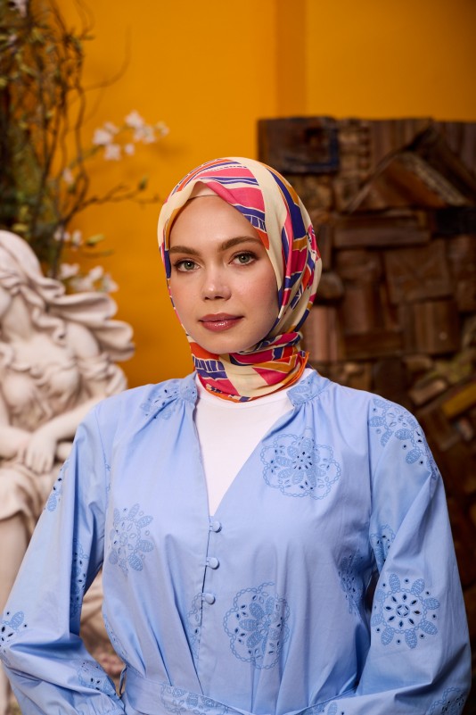 Moda Mevsimi İpekhan Marrakech Koleksiyonu Soft Pamuk Eşarp 1197-07 Pembe Mor