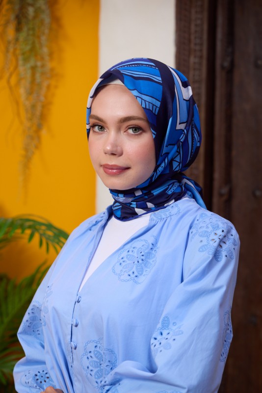 Moda Mevsimi İpekhan Marrakech Koleksiyonu Soft Pamuk Eşarp 1197-09 Gece Mavi