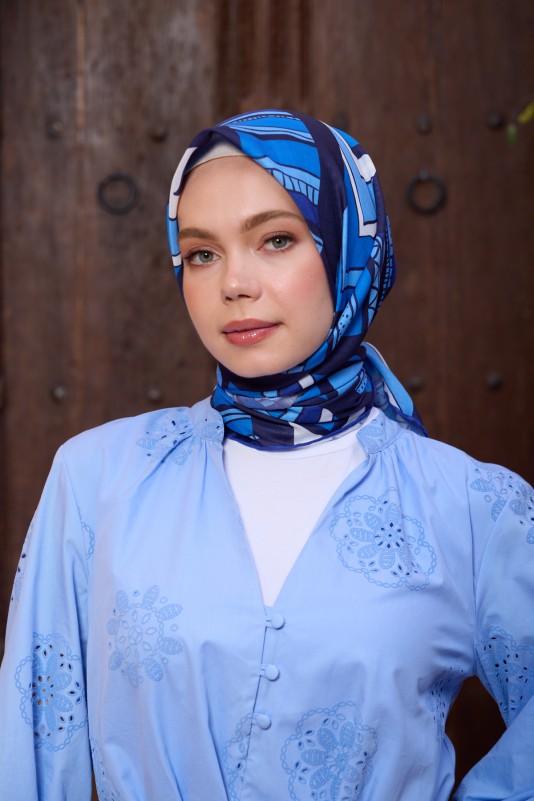 Moda Mevsimi İpekhan Marrakech Koleksiyonu Soft Pamuk Eşarp 1197-09 Gece Mavi