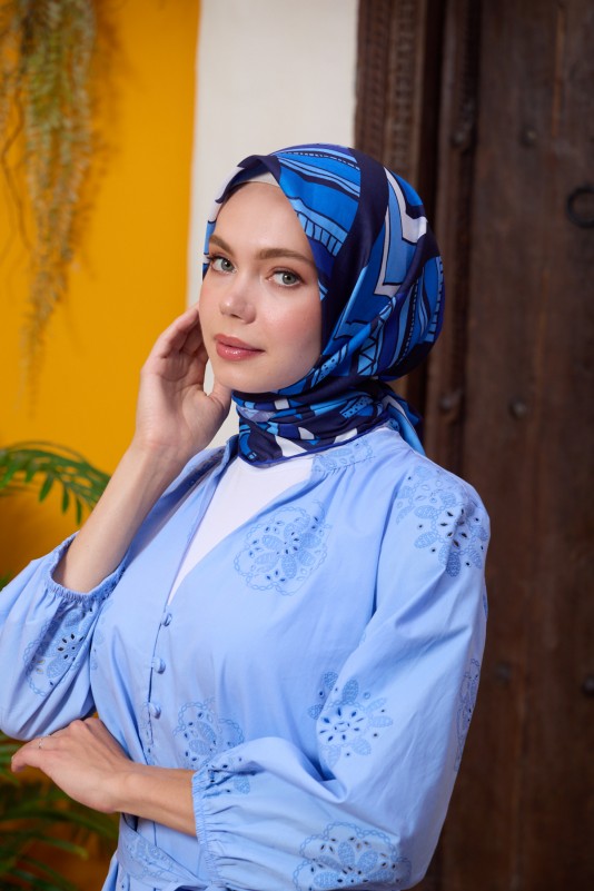 Moda Mevsimi İpekhan Marrakech Koleksiyonu Soft Pamuk Eşarp 1197-09 Gece Mavi