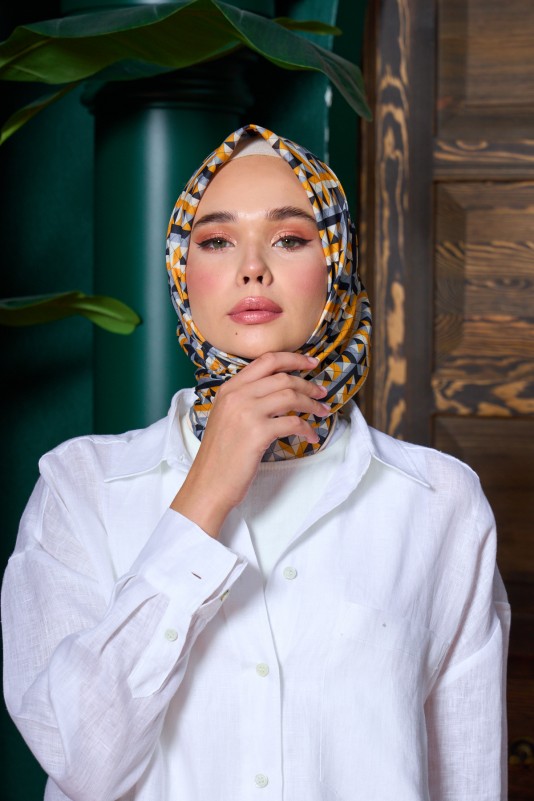 Moda Mevsimi İpekhan Marrakech Koleksiyonu Soft Pamuk Eşarp 1203-01 Safran Siyah