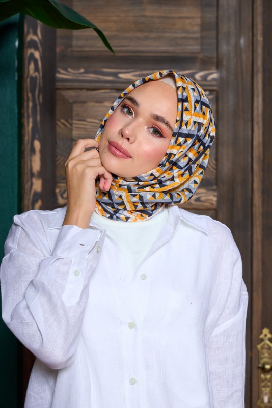 Moda Mevsimi İpekhan Marrakech Koleksiyonu Soft Pamuk Eşarp 1203-01 Safran Siyah