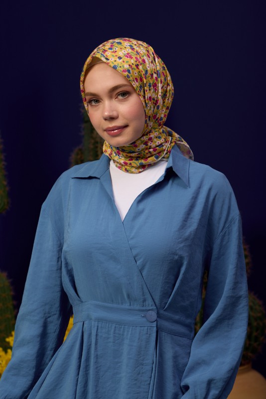 Moda Mevsimi İpekhan Soft Pamuk Eşarp 1193-03 Sarı Krem