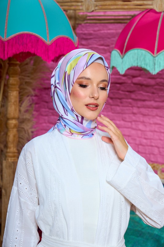 Moda Mevsimi İpekhan Soft Pamuk Eşarp 1199-02 Lila Mavi