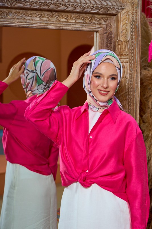 Moda Mevsimi İpekhan Soft Pamuk Eşarp 1199-04 Somon Lila