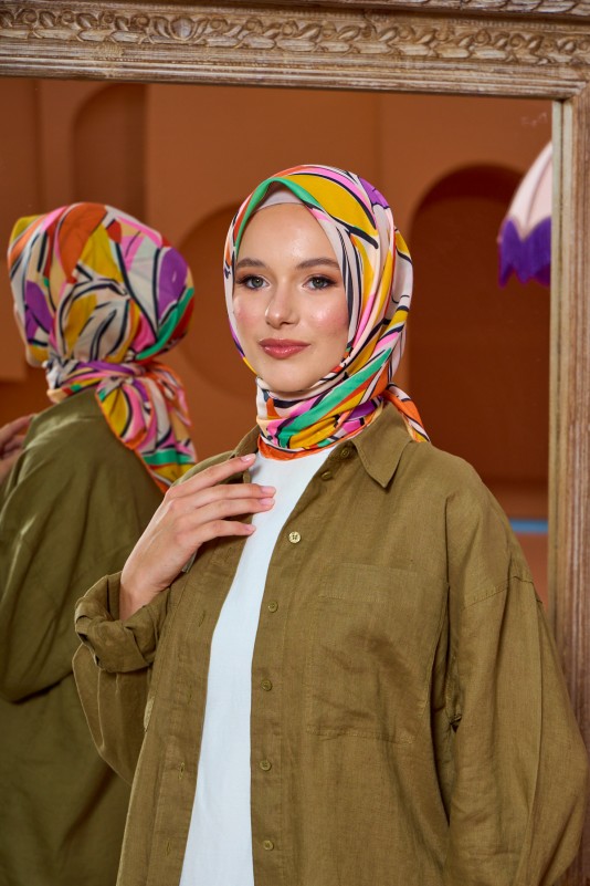 Moda Mevsimi İpekhan Soft Pamuk Eşarp 1199-12 Altuni Turuncu