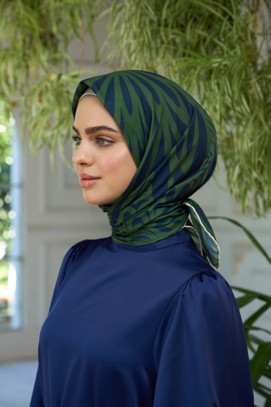 Moda Mevsimi İpekhan Soft Pamuk Eşarp 1184-12 Haki Lacivert