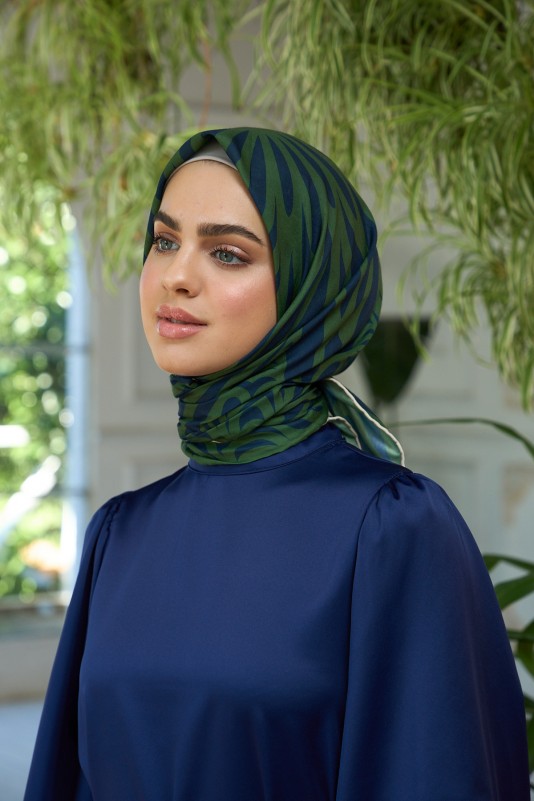 Moda Mevsimi İpekhan Soft Pamuk Eşarp 1184-12 Haki Lacivert