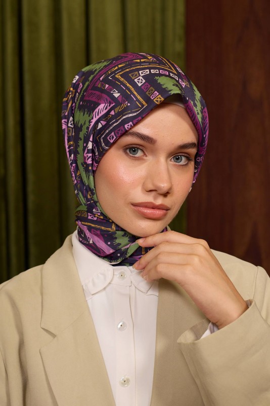 Moda Mevsimi İpekhan Soft Pamuk Eşarp 1212-05 Koyu Mor