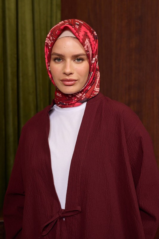 Moda Mevsimi İpekhan Soft Pamuk Eşarp 1212-09 Bordo Mercan