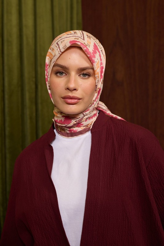 Moda Mevsimi İpekhan Soft Pamuk Eşarp 1212-12 Pembe Bej