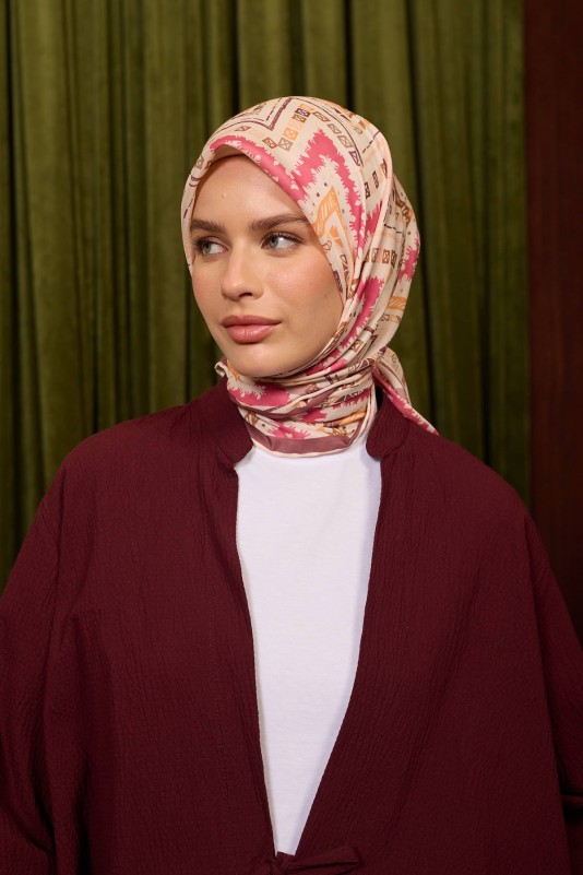 Moda Mevsimi İpekhan Soft Pamuk Eşarp 1212-12 Pembe Bej