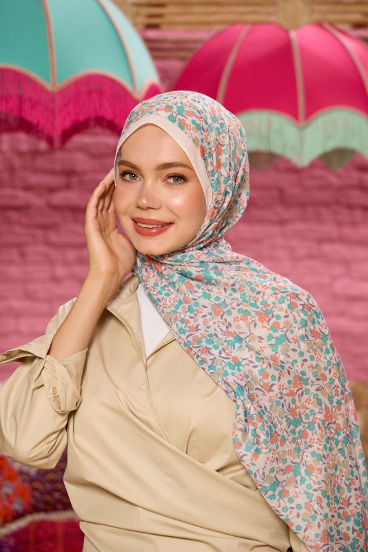 Moda Mevsimi İpekhan Soft Pamuk Şal 3046-18 Bej Soluk Yeşil