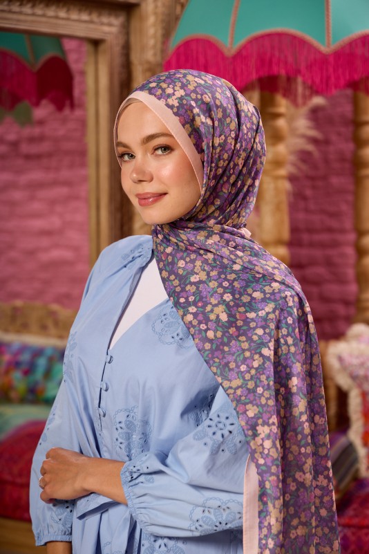 Moda Mevsimi İpekhan Soft Pamuk Şal 3046-19 Lila Açık Mor