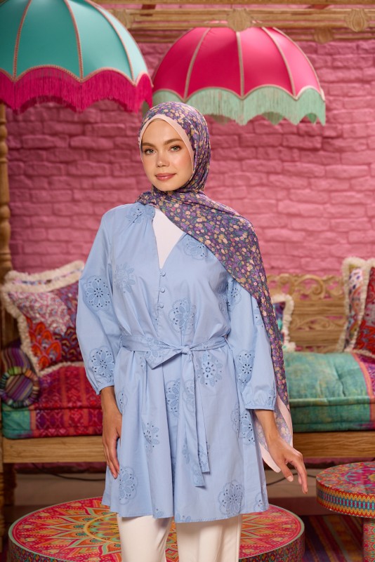 Moda Mevsimi İpekhan Soft Pamuk Şal 3046-19 Lila Açık Mor