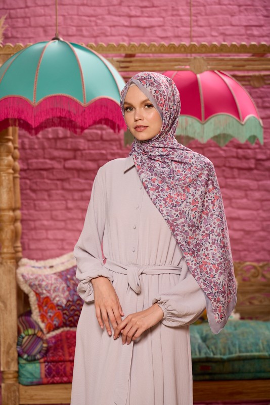 Moda Mevsimi İpekhan Soft Pamuk Şal 3046-22 Karanfil Gri