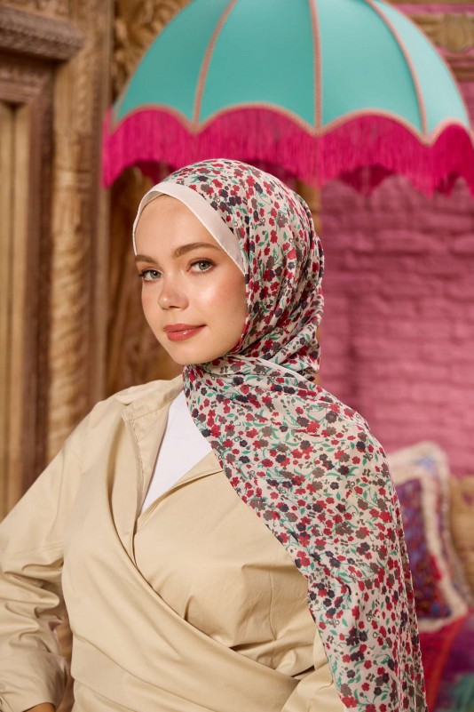 Moda Mevsimi İpekhan Soft Pamuk Şal 3046-29 Açık Taş Kırmızı