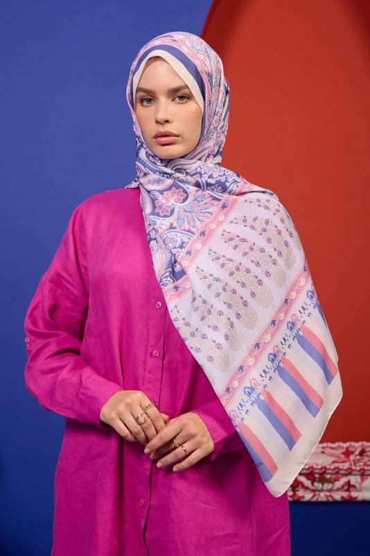 Moda Mevsimi İpekhan Soft Pamuk Şal 3049-12 Açık Pembe Mor