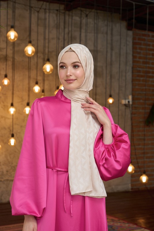 Moda Mevsimi İpekhan İpeksi Jakar Şal 9014-03 Bej