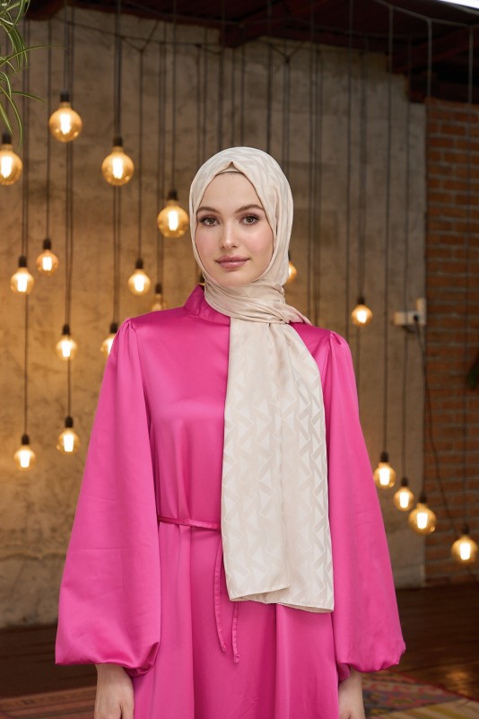 Moda Mevsimi İpekhan İpeksi Jakar Şal 9014-03 Bej