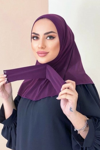 Moda Mevsimi Çıt Çıt Hazır Eşarp Çıtçıtlı Hijab Hazır Eşarp Mor