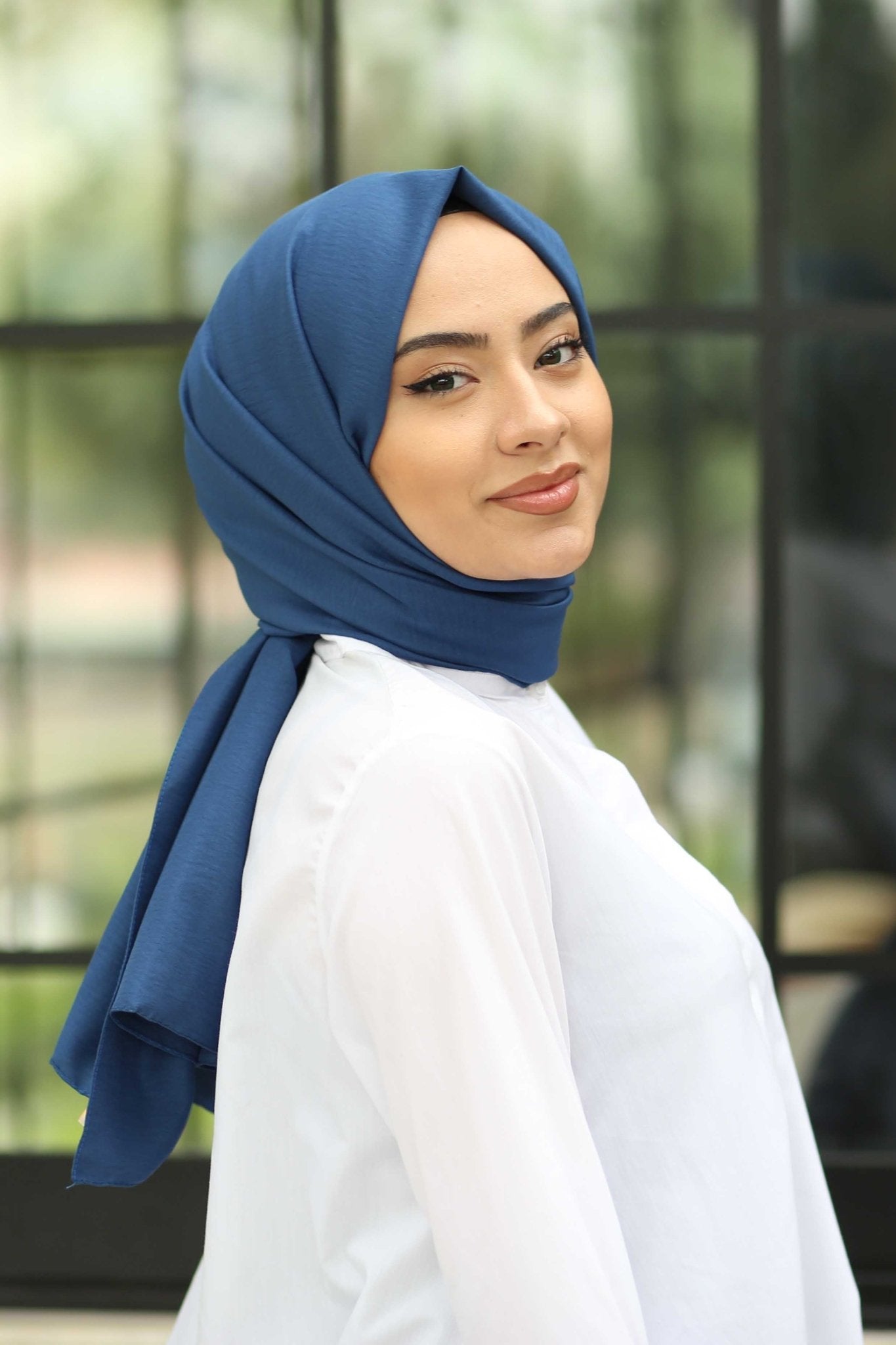 Moda Mevsimi FiveScarf Pamuk Kraş Caz Şal Petrol İndigo