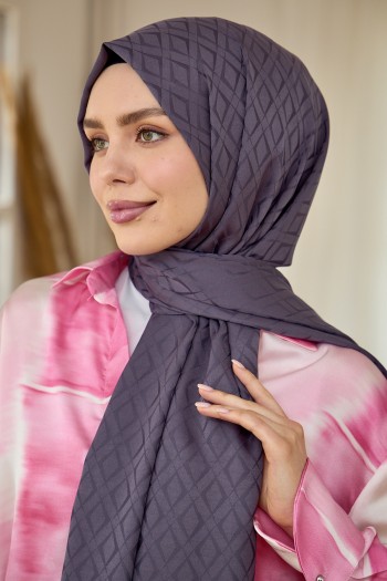 Moda Mevsimi İpekhan İpeksi Jakar Şal 9015-12 Füme