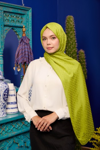 Moda Mevsimi İpekhan İpeksi Jakar Şal 9015-23 Lime