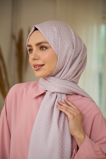 Moda Mevsimi İpekhan İpeksi Jakar Şal 9017-20 Taş Pudra