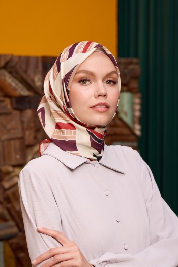 Moda Mevsimi İpekhan Marrakech Koleksiyonu Soft Pamuk Eşarp 1197-02 Kızıl Kahve