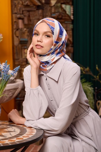 Moda Mevsimi İpekhan Marrakech Koleksiyonu Soft Pamuk Eşarp 1197-05 Lila Beyaz