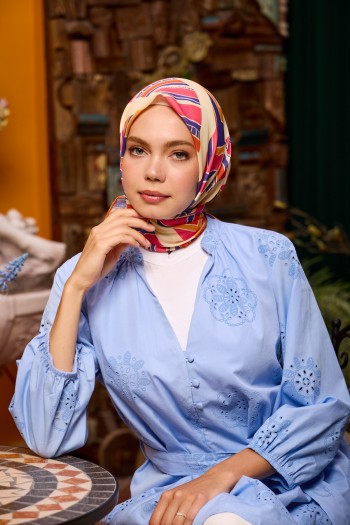 Moda Mevsimi İpekhan Marrakech Koleksiyonu Soft Pamuk Eşarp 1197-07 Pembe Mor