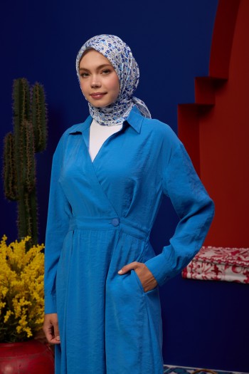 Moda Mevsimi İpekhan Soft Pamuk Eşarp 1193-02 Lacivert Mavi