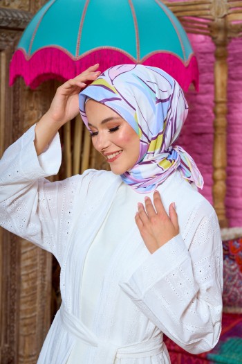 Moda Mevsimi İpekhan Soft Pamuk Eşarp 1199-02 Lila Mavi