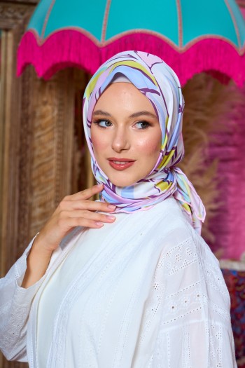 Moda Mevsimi İpekhan Soft Pamuk Eşarp 1199-02 Lila Mavi