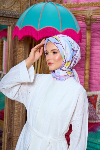 Moda Mevsimi İpekhan Soft Pamuk Eşarp 1199-02 Lila Mavi