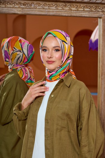 Moda Mevsimi İpekhan Soft Pamuk Eşarp 1199-12 Altuni Turuncu