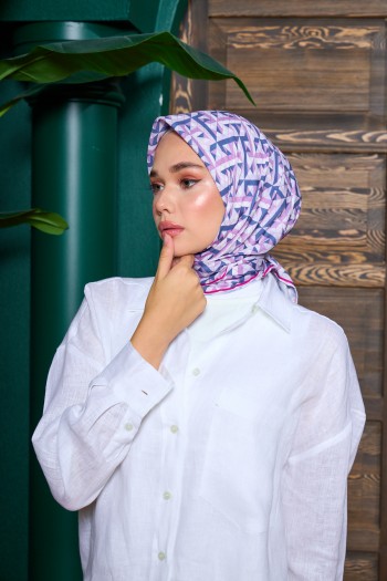 Moda Mevsimi İpekhan Soft Pamuk Eşarp 1203-09 Pembe Mor