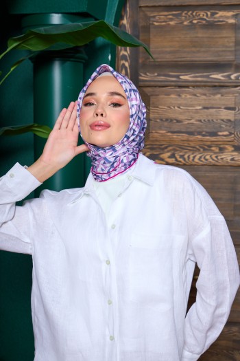 Moda Mevsimi İpekhan Soft Pamuk Eşarp 1203-09 Pembe Mor