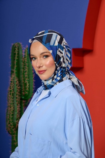 Moda Mevsimi İpekhan Soft Pamuk Eşarp 1208-09 Siyah Saks