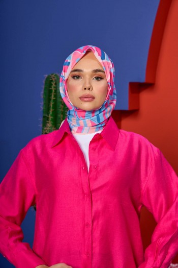 Moda Mevsimi İpekhan Soft Pamuk Eşarp 1208-12 Bebe Mavi Pembe