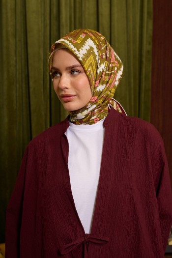 Moda Mevsimi İpekhan Soft Pamuk Eşarp 1212-07 Yağ Yeşili