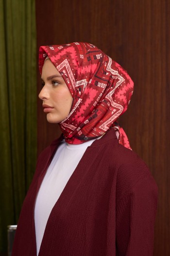 Moda Mevsimi İpekhan Soft Pamuk Eşarp 1212-09 Bordo Mercan