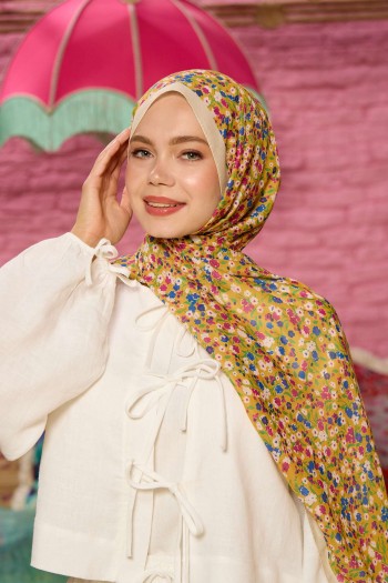 Moda Mevsimi İpekhan Soft Pamuk Şal 3046-03 Sarı Krem